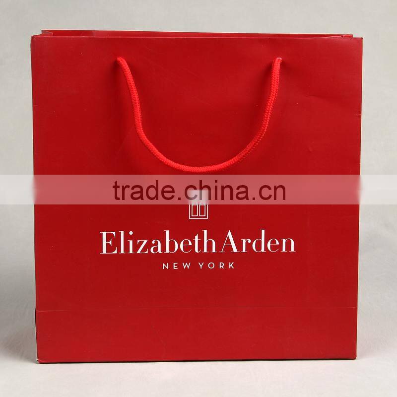 Cosmetic paper bag for ElizabethArden shipping bags with polyester string for cosmetic