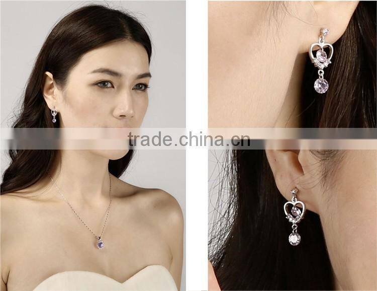 Fashion jewelry 2015 crystal earring fashion silver earring Wedding Bridal jewelry