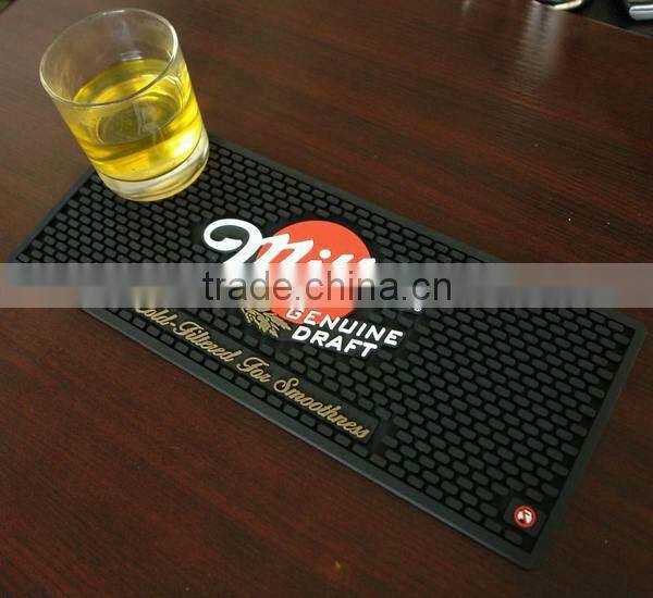 eco-friendly pvc material custom embossed blank bar mat