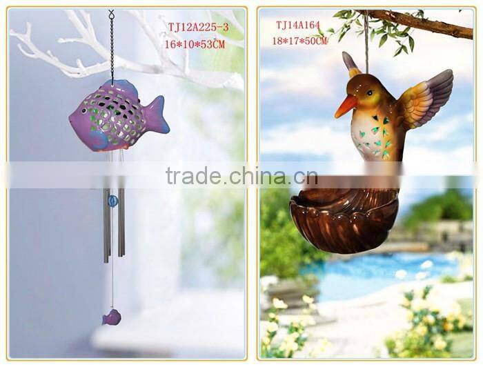ceramic house shape wind chime with solar powered led lights decorative