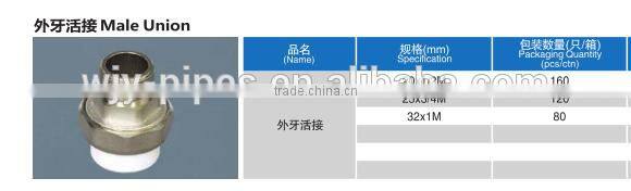 green color Hot sale PPR pipe fitting male union