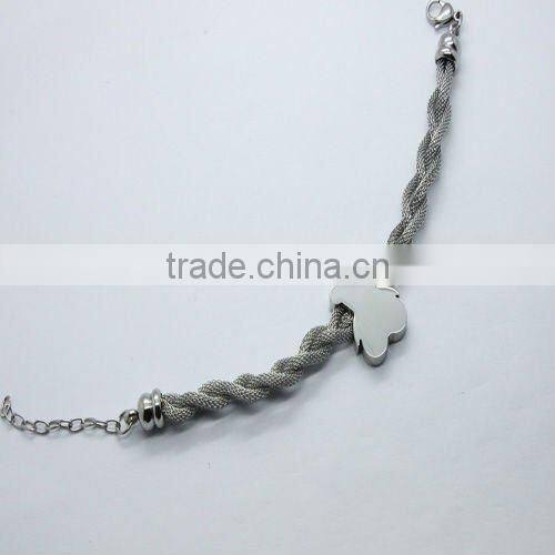 wholesale Stainless Steel kids charm bracelets With Teddy Bear Pendant