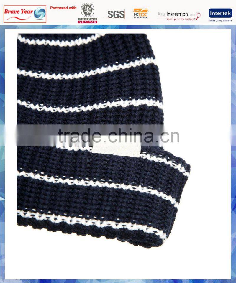 100% cotton stripe knit women beanie/knitting patterns hats/custom knit beanie