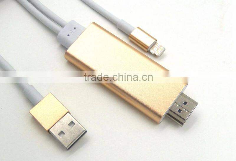 2016 new design cable HDTV cable 8 pin to HDM I cable HDM I cable adapter transfer audio MHL cable for iphone to TV