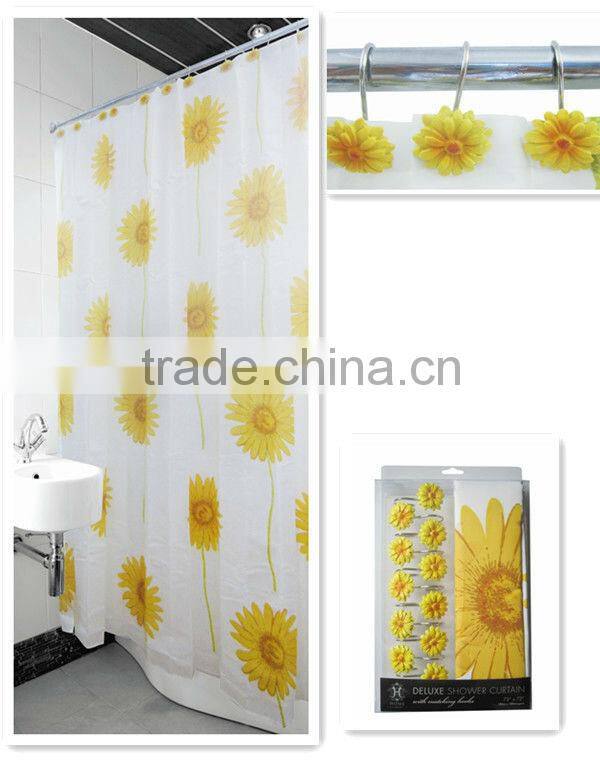 FLOWER DESIGN BATH FABRIC shower curtain hooks