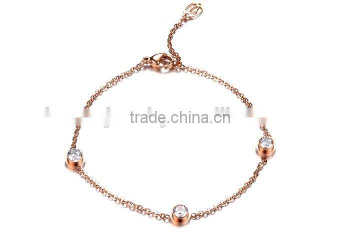 KSTONE Fashion Jewelry Rose Gold Round Shaped CZ Diamond Crystal Stud Earrings