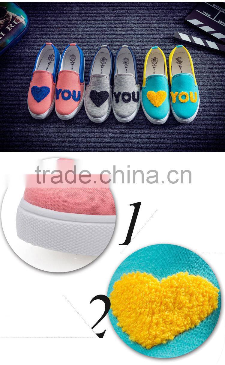 2015 New Round Sweet Love Heart Singles Shoes Low Heels Slip-on Lazy Flat Shoes Leisure Shoes Women Sneakers Canvas Shoes