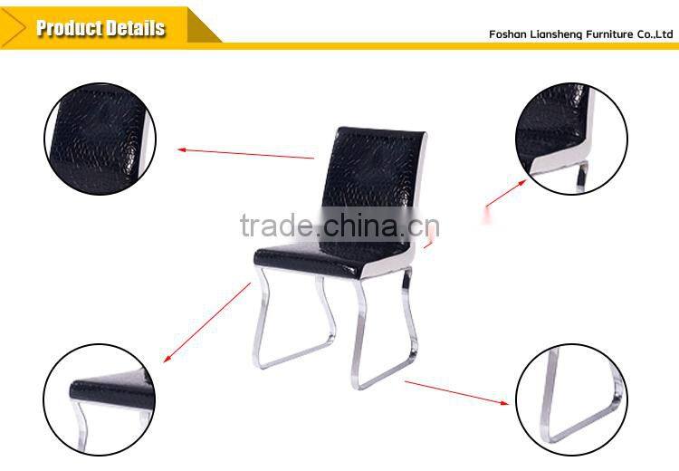 2016 popular design black color PU high rebound sponge +iron leather office chair four legs china supplier foshan