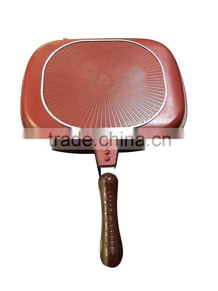 die-casting aluminum double side grill pan/die-cast aluminum non-stick double side grill pan