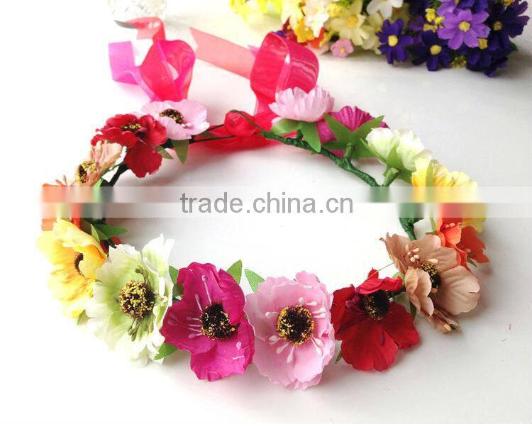 Colorful Flower Head Garland Small Cute Flower 100% Handmade Hawaii Head wreath