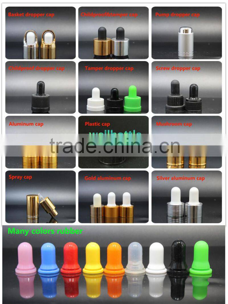 purple glass dropper bottle with rubber dropper sealing type withgolden lid silver lid for essential oil bottle