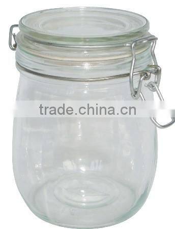 kitchen glass clip top lids storage jars clear glass jar for jam CK02