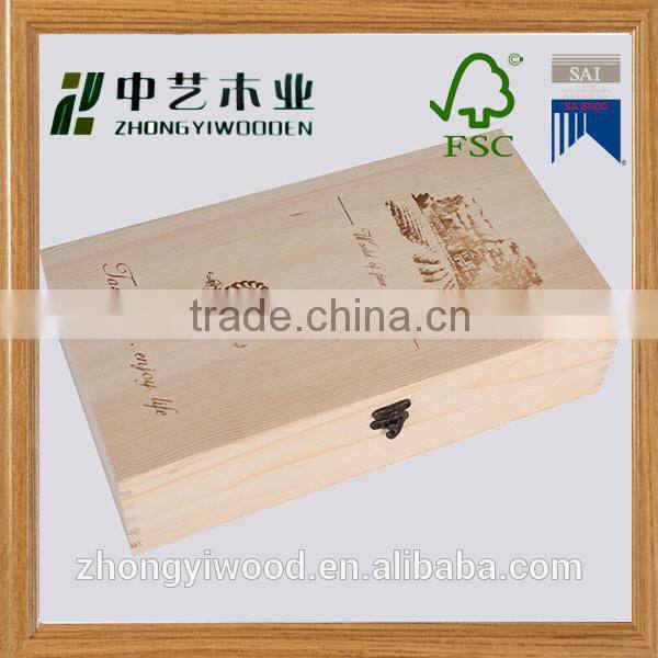 china factory FSC&BSCI sliding lid wooden 750ml wine glass bottle storage gift box for sale