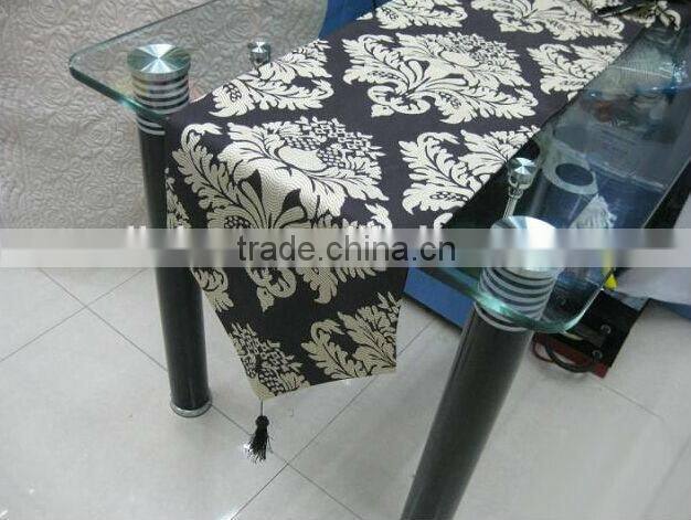 Polyester jacquard luxury table runner, wedding banquet table runner black