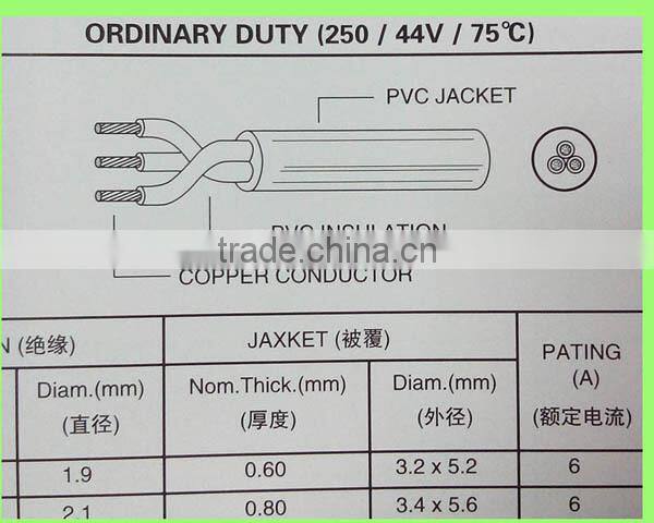 10A 250V Brazil standard 2 pin plug with uc approved power cord
