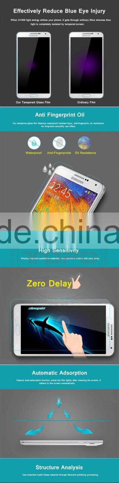 Arc edge Tempered Glass Screen Protector Film prevent scratches HD clear gold tempered glass For Samsung galaxy note3