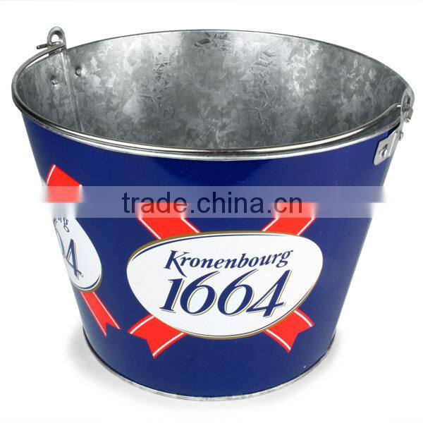 5L Galvanized Color with decal logo tin Ice Bucket