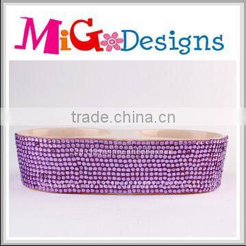 Ceramic 2 IN 1 Silver Diamond Pet Water Bowl