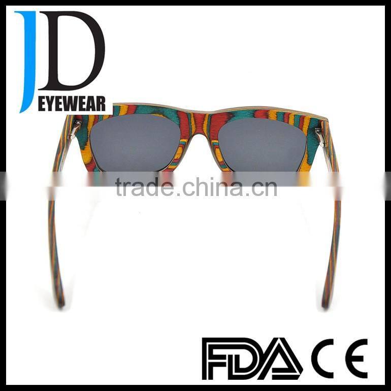 High Quality Colorful Skateboard Wood Retro Style wooden sunglasses