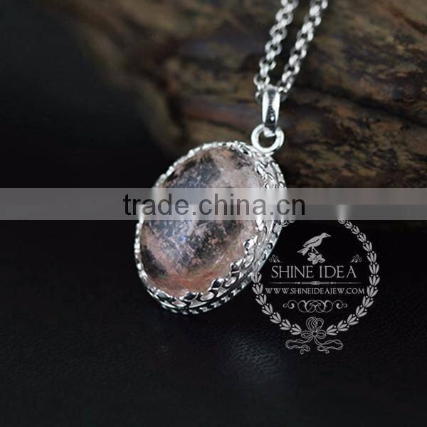 925 sterling silver oval tiger eyes gemstone cabochon fashion women necklace 6360483