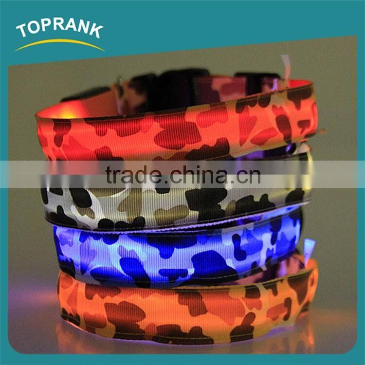 Cheap wholesale custom logo fashion luxury reflective training usb rechargeable tpu luminous led dog collar