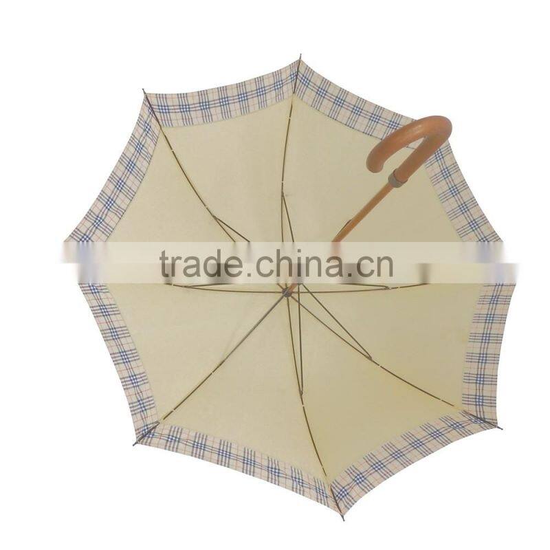 Custom wooden straight handle long shaft umbrella