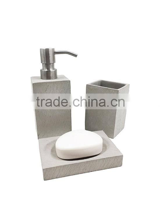 Top Grade Chrismas High Quality factory Cheap handmade Eco-friendly decorative cement unique style 3PCs bathroom accessories