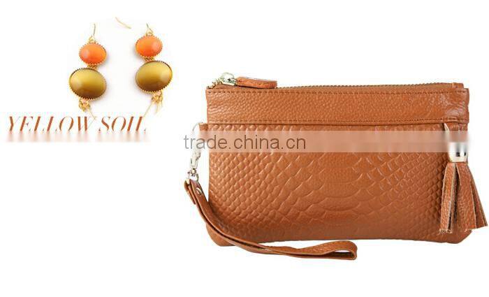 Hot Women Zipper Tassel Genuine Cowhide Leather Clutch Wallet Case Lady Long Handbag Wallet And Purses New