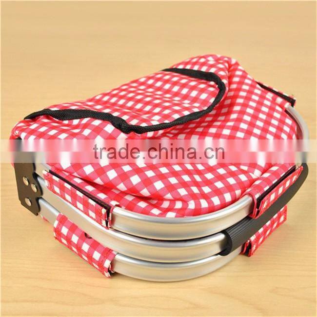 Wholesale outdoor two compartment foldable picnic basket