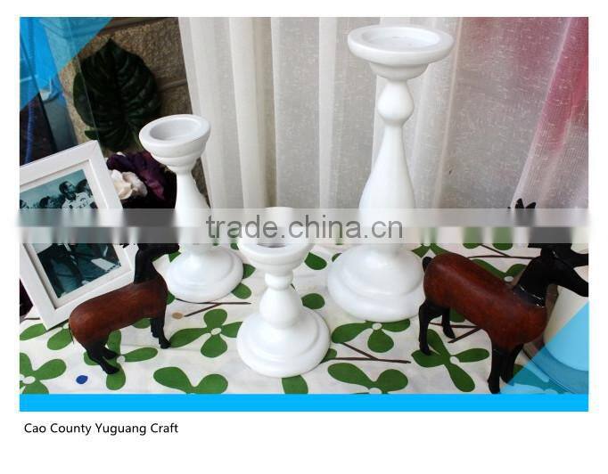Home Decoration White and black 3 Set of Wooden Candle Holder