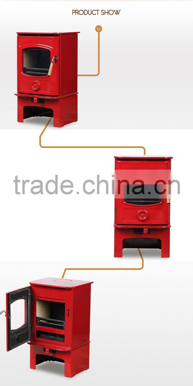 Red Colour Enamel Wood Burner Stove/Fireplace With European Style HF905UAE for Selling