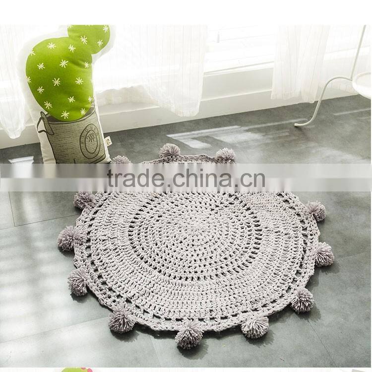 Wholesale custom soft fiber baby kids children play nursery crochet round carpet rug