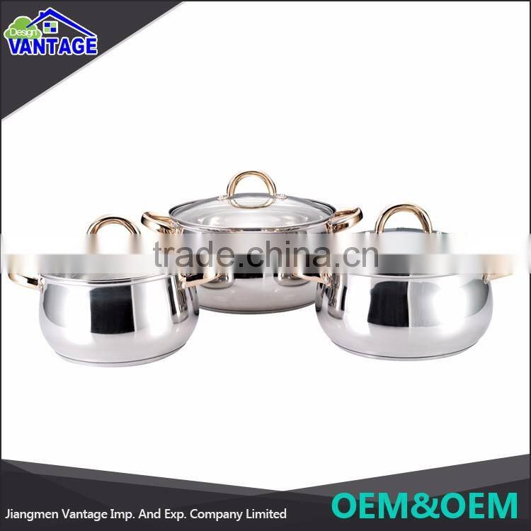 Factory supply stainless steel cookware sets 6pcs cooking stock pot for camping