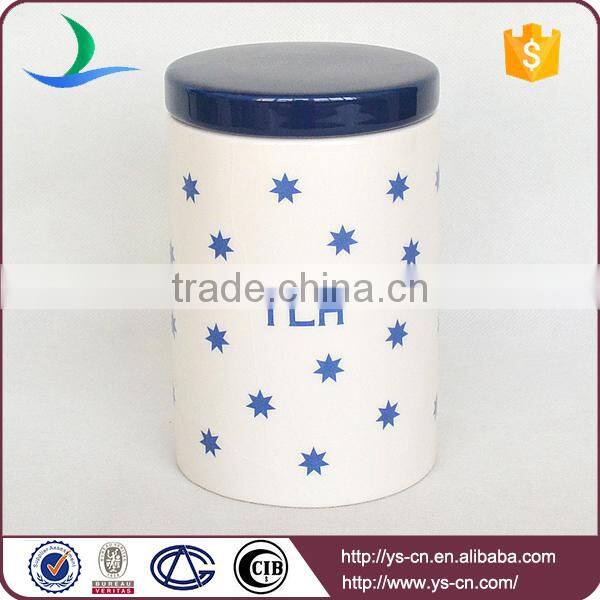 Blue stars ceramic tea coffee sugar canister set