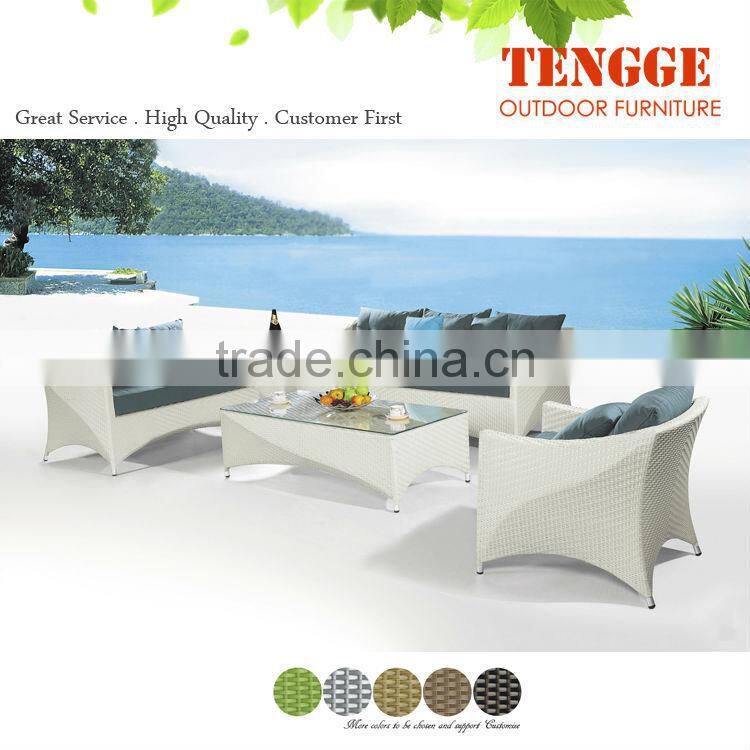 2014 New design rattan sofa 5pc white wicker outdoor furniture