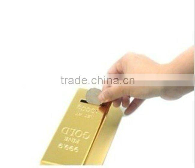 Golden money box,money box,goldbrick shape money box