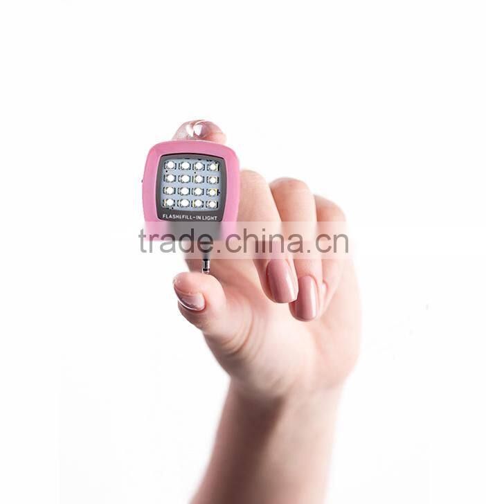 new products 2016 ABS Front Camera Flash, Extenal Mini Selfie led flash light with 16 led lights