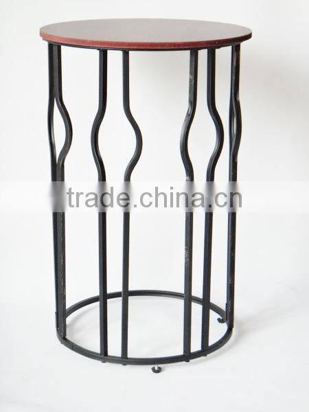 New Design Gramercy wood top Metal round coffee side table