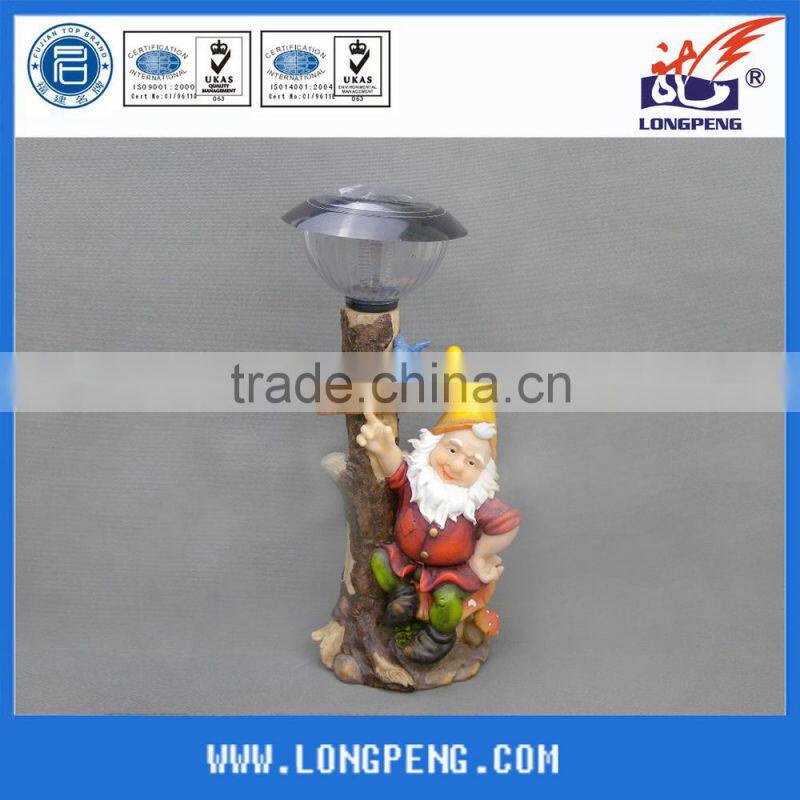 Custom lovely LED resin gnome solar garden light,garden gnomes for garden decoration