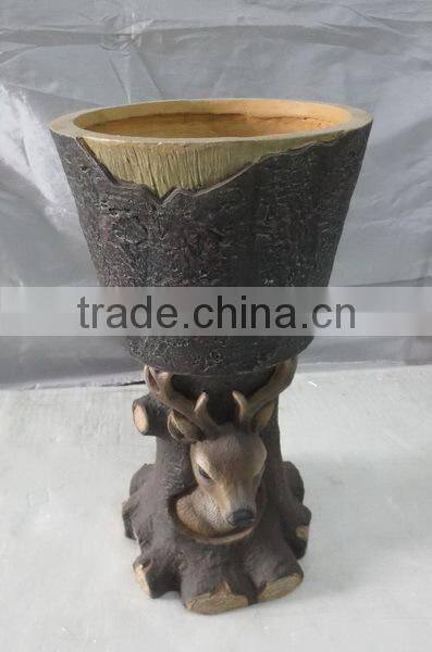 knock-down handmade fiberglass deer balcony flower pots