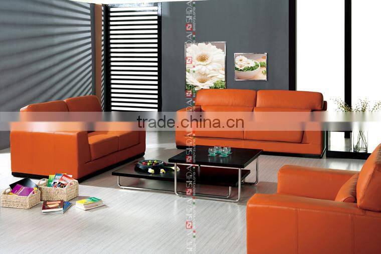 orange leather sofa, orange leather sectional sofa, full grain leather sofa 945