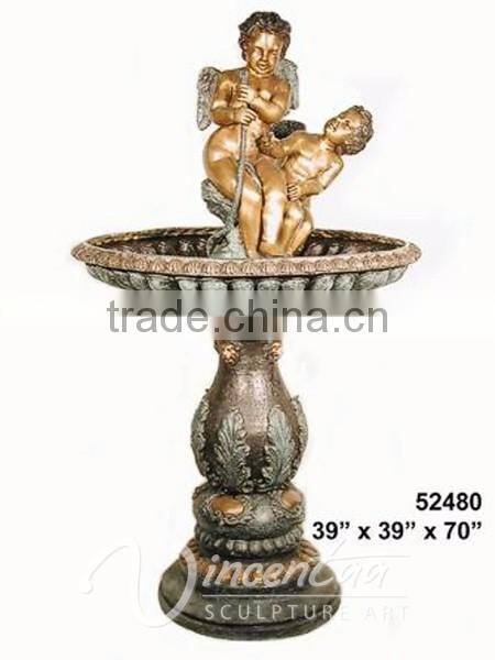 Outdoor decor bronze children water fountain for sale