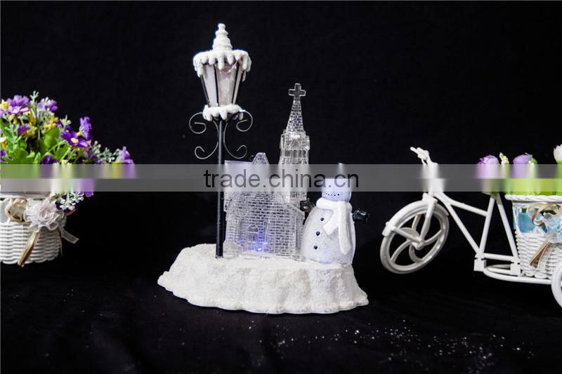 acrylic led light house with snowman and lamp for Christmas house