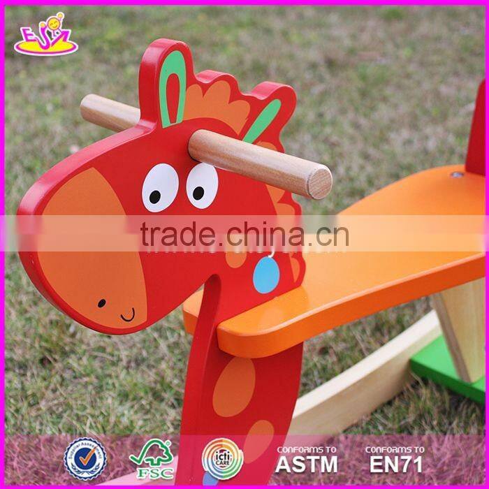 2017 New design funny wooden rocking horses for toddlers W16D109