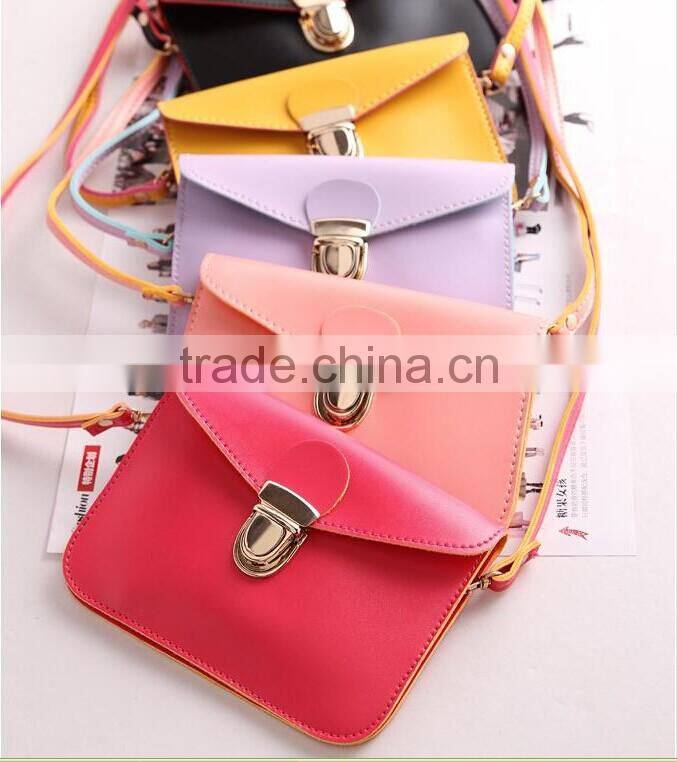 Colorful leather shoulder phone bag for women