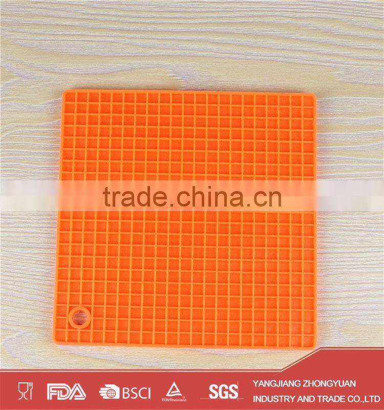 ZY-E3085 High quality flat square cup coaster orange silicone mat