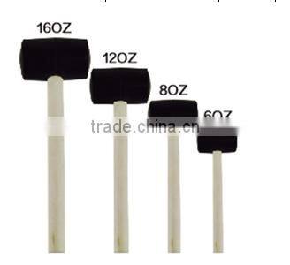 blcak Rubber hammer with round wood handle