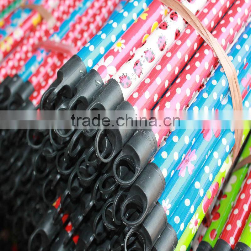 PVC coated wooden broom stick with Cap
