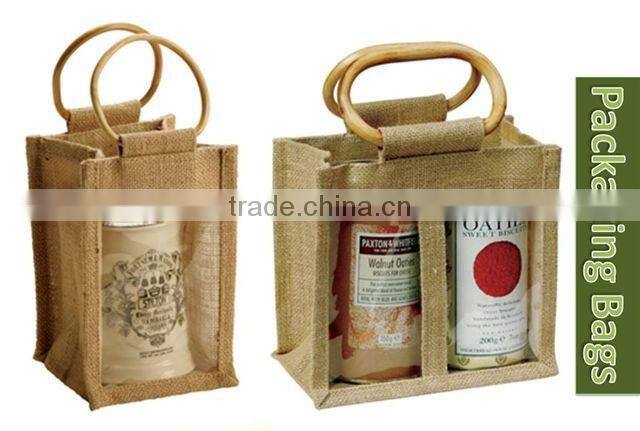 Jute wine bottle packaging