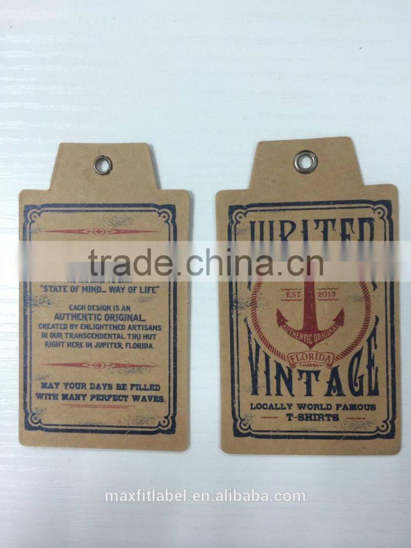 2017 China high quality garment kraft paper Hang Tags Swing tags